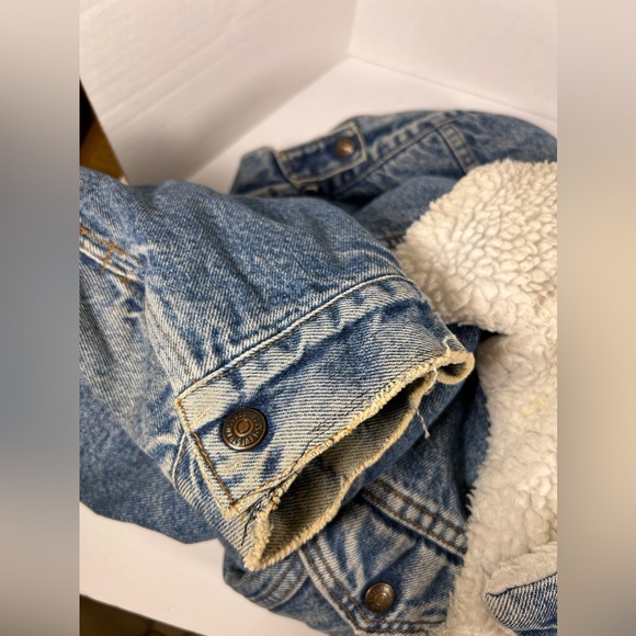 Vintage Levis San Francisco Denim Jean Trucker Jacket Size 50 R Sherpa Lined USA - Picture 11 of 13